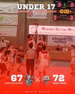 𝐔𝟏𝟕 𝐒𝐢𝐥𝐯𝐞𝐫, 𝐠𝐢𝐫𝐨𝐧𝐞 𝐀 - 𝟏ª 𝐠𝐚𝐫𝐚 𝐝𝐢 𝐚𝐧𝐝𝐚𝐭𝐚
𝐁𝐚𝐬𝐤𝐞𝐭 𝐒𝐚𝐧 𝐂𝐚𝐬𝐜𝐢𝐚𝐧𝐨 𝐯𝐬 𝐁𝐚𝐬𝐤𝐞𝐭 𝐀𝐫𝐞𝐳𝐳𝐨: 𝟔𝟕 - 𝟕𝟐

Prima partita di campionato per i nostri ragazzi: gara combattuta che alla fine consegna il referto rosa ai nostri avversari, ma in cui non sfiguriamo.

𝐈𝐥 𝐜𝐨𝐦𝐦𝐞𝐧𝐭𝐨 𝐝𝐢 𝐂𝐨𝐚𝐜𝐡 𝐅𝐚𝐛𝐛𝐫𝐢:
Prima partita del campionato e, purtroppo, prima sconfitta per noi, che arriva dopo una partita giocata bene e punto a punto con gli avversari, certamente alla nostra portata.

Primi due tempi finiti con il nostro vantaggio di due punti, che nei restanti due quarti non siamo però riusciti a mantenere, vuoi per qualche scelta affrettata, vuoi, soprattutto nell’ultimo quarto, per qualche fischio dubbio.

Comunque, e nel complesso, buon approccio dei ragazzi, alla fine dispiaciuti per l’esito finale, ma sono sicuro che cresceremo, visto che siamo solo alla prima partita.

Testa ora alla prossima contro Synergy Valdarno.

#NeverWasteTalent