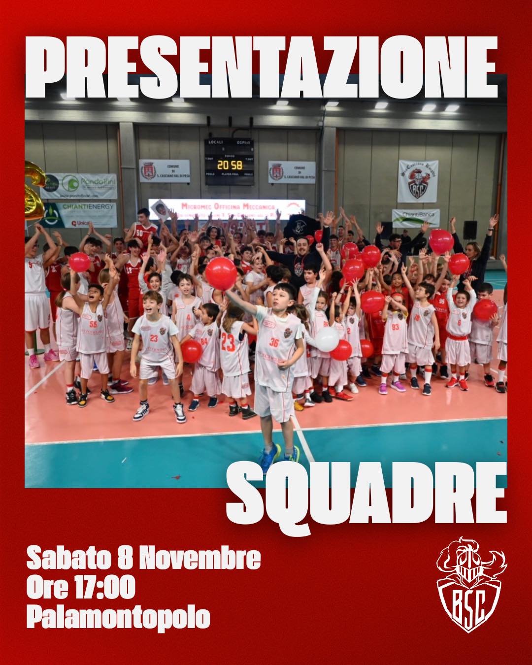 📣 𝐏𝐑𝐄𝐒𝐄𝐍𝐓𝐀𝐙𝐈𝐎𝐍𝐄 𝐒𝐐𝐔𝐀𝐃𝐑𝐄 – 𝐁𝐀𝐒𝐊𝐄𝐓 𝐒𝐀𝐍 𝐂𝐀𝐒𝐂𝐈𝐀𝐍𝐎 🏀

Siamo felici di invitarvi a un grande momento di festa per tutta la nostra famiglia biancorossa! 🤍❤️

📅 𝐒𝐚𝐛𝐚𝐭𝐨 𝟖 𝐍𝐨𝐯𝐞𝐦𝐛𝐫𝐞 𝟐𝟎𝟐𝟓
📍 𝐏𝐚𝐥𝐚𝐳𝐳𝐞𝐭𝐭𝐨 – Via Montopolo / Viale Pertini, San Casciano VP

𝐏𝐫𝐨𝐠𝐫𝐚𝐦𝐦𝐚 𝐝𝐞𝐥𝐥’𝐞𝐯𝐞𝐧𝐭𝐨:
🫂 16.30 – Ritrovo atleti
📸 17.00 – Presentazione squadre, staff e foto ufficiali
🍔🍻 A seguire: Aperi-cena con drink, porchetta, birra e tante bontà!
⛹🏻 20.15 – 𝐔𝐧𝐝𝐞𝐫 𝟏𝟕 | 3ª giornata: 𝐁𝐚𝐬𝐤𝐞𝐭 𝐒𝐚𝐧 𝐂𝐚𝐬𝐜𝐢𝐚𝐧𝐨 🆚 𝐂𝐌𝐁 𝐕𝐚𝐥𝐝𝐚𝐫𝐧𝐨

👕 Durante tutta la serata sarà possibile ordinare vestiario e merchandising ufficiale della società!

Vi aspettiamo numerosi, con amici e famiglie, per celebrare insieme l’inizio ufficiale della 53ª stagione sportiva del Basket San Casciano! ❤️🏀

#NeverWasteTalent