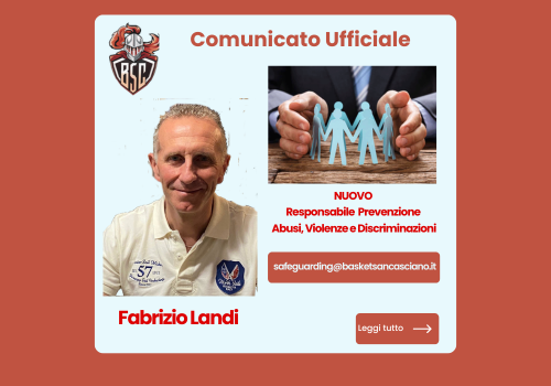 Nuova Nomina: Fabrizio Landi Responsabile di Prevenzione Abusi, Violenze e Discriminazioni per Basket San Casciano