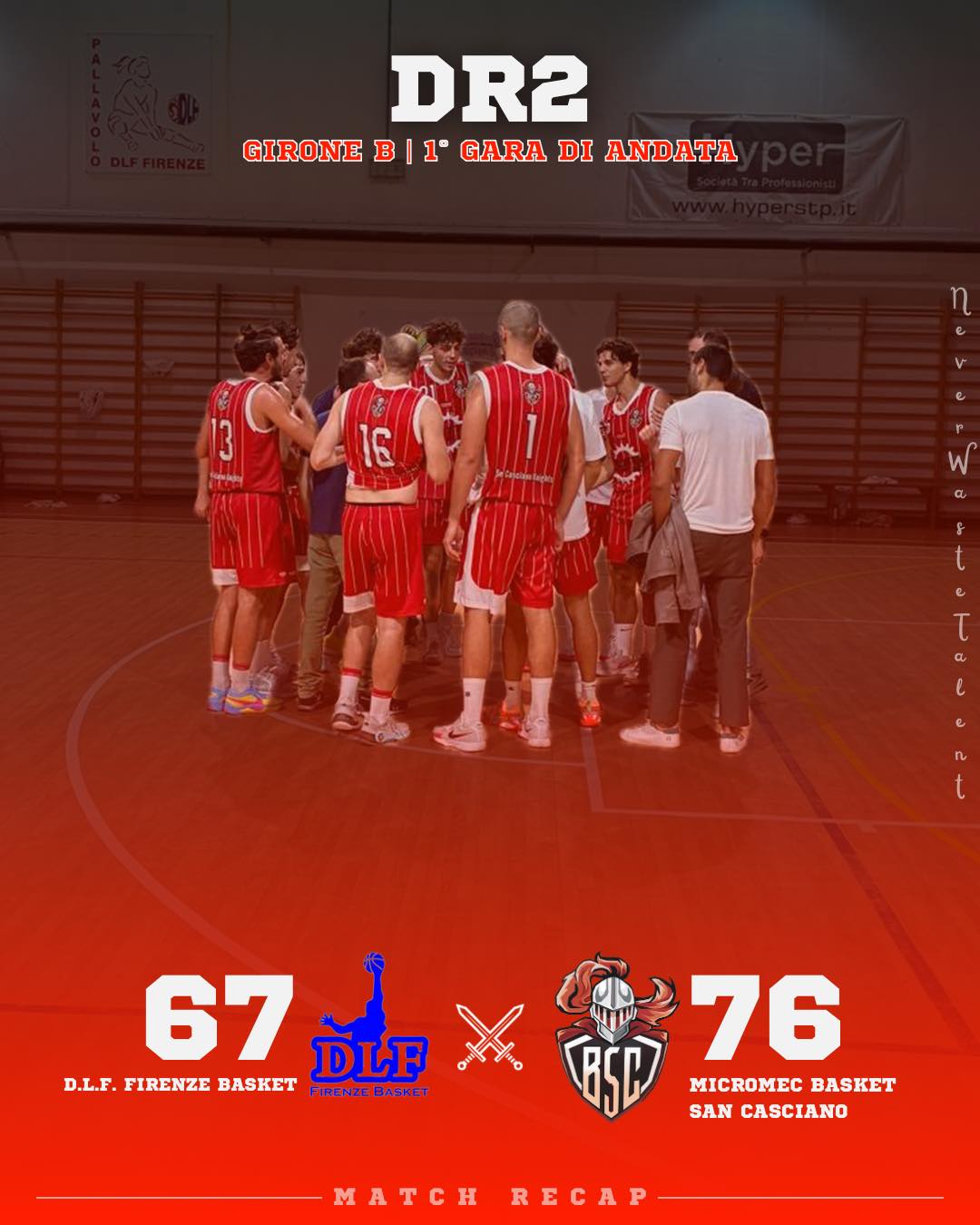 𝐃𝐑𝟐, 𝐠𝐢𝐫𝐨𝐧𝐞 𝐁 - 𝟏ª 𝐠𝐚𝐫𝐚 𝐝𝐢 𝐚𝐧𝐝𝐚𝐭𝐚
𝐃𝐋𝐅 𝐅𝐢𝐫𝐞𝐧𝐳𝐞 𝐁𝐚𝐬𝐤𝐞𝐭 𝐯𝐬 𝐌𝐢𝐜𝐫𝐨𝐦𝐞𝐜 𝐒𝐚𝐧 𝐂𝐚𝐬𝐜𝐢𝐚𝐧𝐨: 𝟔𝟕 - 𝟕𝟔

Buona la prima per i Knights, contro un’ottima DLF.

Il commento di Coach Pistolesi:
Partita difficile e tosta. Non è mai facile vincere in trasferta, per di più contro un’ottima squadra allestita con un ottimo mix tra giovani bravi e giocatori esperti. Bravi noi a restare concentrati per tutti i quaranta minuti e a imporre il nostro ritmo fin da subito, com’era nel nostro piano pre-partita.

Nel complesso, una partita bella, corretta, avvincente ed equilibrata per lunghi tratti, che abbiamo “strappato” a metà quarto quarto, anche se DLF non ha mai mollato fino all’ultimo minuto.

Ci teniamo stretti i due punti consapevoli che c’è molta strada da fare perché sarà un campionato tosto e lungo. Già nel fine settimana prossimo giocheremo contro la finalista dell’anno scorso e sarà un altro banco di prova importante per noi e per la nostra crescita come gruppo.

#NeverWasteTalent