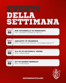 📅 𝐄𝐯𝐞𝐧𝐭𝐢 𝐝𝐞𝐥𝐥𝐚 𝐬𝐞𝐭𝐭𝐢𝐦𝐚𝐧𝐚!
Un altro weekend tutto biancorosso 🤍❤️ pieno di emozioni e partite da vivere insieme!

🤍🏀 Sabato 22 – BTB Tavarnelle vs Esordienti BSC
📍 Palazzetto Comunale, Via Genova 2 ⏰ 11:30

❤️🏀 Sabato 22 – Aquilotti BSC vs Teamnova
📍 Palestra Scuole Elementari, Via Giuseppe Ungaretti 19 ⏰ 15:00

🤍🏀 Sabato 22 – U14 BSC vs FG Galvanica Jokers
📍 Palamontopolo ⏰ 15:30

❤️🏀 Sabato 22 – U17 BSC vs Basket Reggello
📍 Palamontopolo ⏰ 18:00

🚫 PARTITA CHE SI DISPUTERÁ A PORTE CHIUSE 🤍🏀 Sabato 22 – Valdelsa Basket vs 𝐃𝐑𝟑 𝐂𝐫𝐚𝐳𝐲 𝐇𝐨𝐫𝐬𝐞𝐬
📍 Pala Francioli Colle Val d’Elsa, Via Liguria 1 ⏰ 20:00

❤️🏀 Sabato 22 – Pino Basket Firenze vs 𝐃𝐑𝟐 𝐊𝐧𝐢𝐠𝐡𝐭𝐬
📍 Palacoverciano, Via De Robertis 21 ⏰ 21:00

🤍🏀 Domenica 23 – Scoiattoli BSC vs Scandicci Basket
📍 Palestra Scuole Elementari, Via Giuseppe Ungaretti 19 ⏰ 11:00

💪 Energia, passione e tanto spirito di squadra!
Tutti insieme per sostenere i nostri ragazzi! ⚪🔴

#NeverWasteTalent