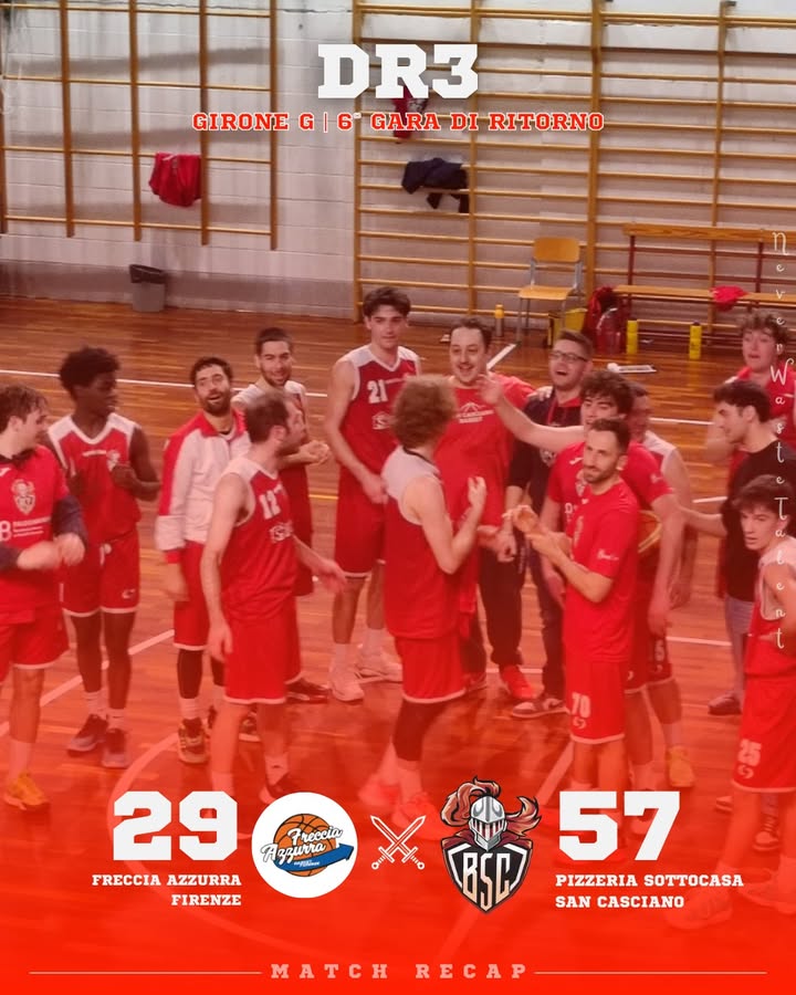 Freccia Azzurra Firenze vs Pizzeria Sottocasa San Casciano: 29 – 57